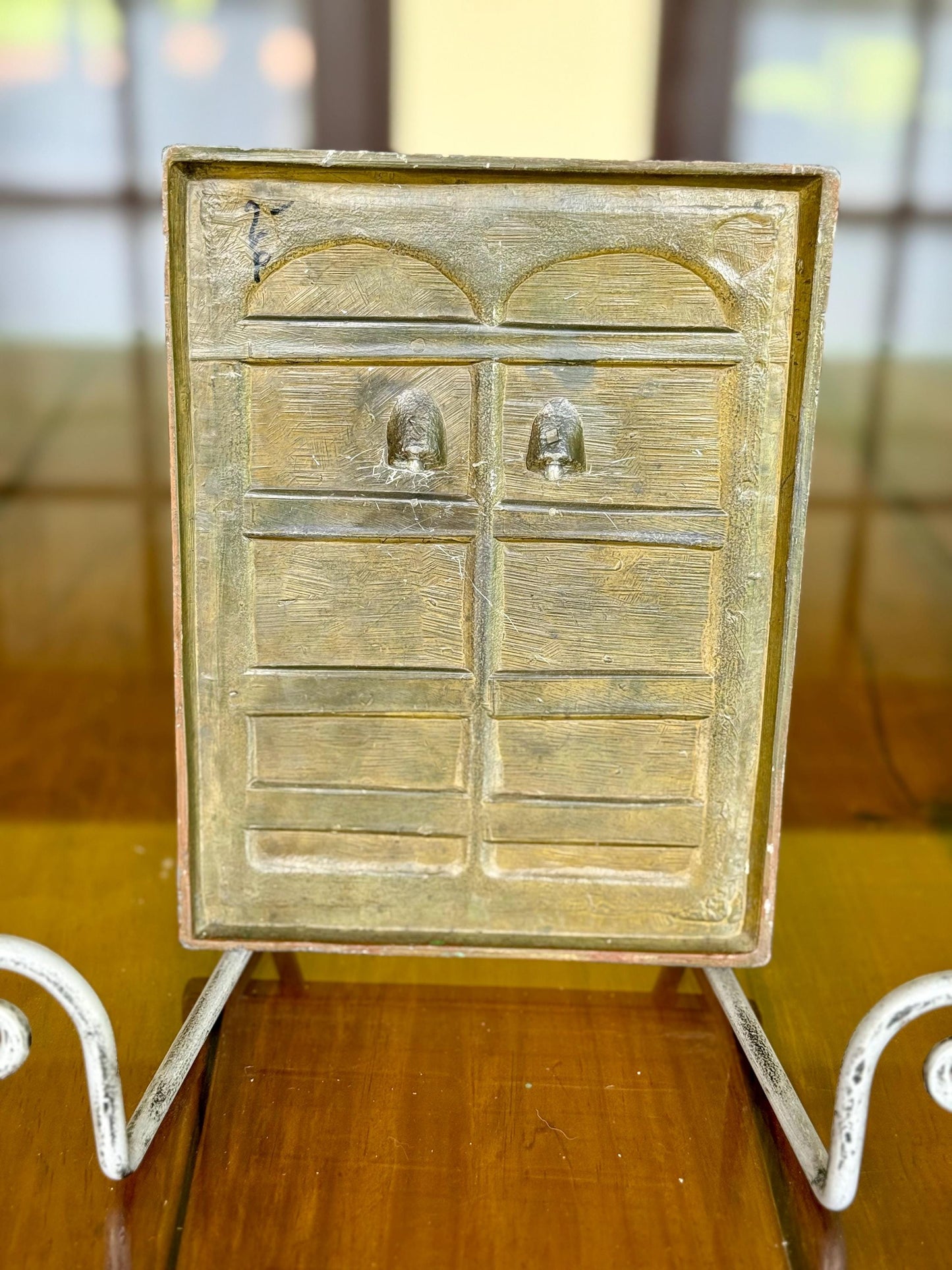 A Solid Bronze Ten Commandments Spelter Plaque Judaica Vintage Antique Wall Art