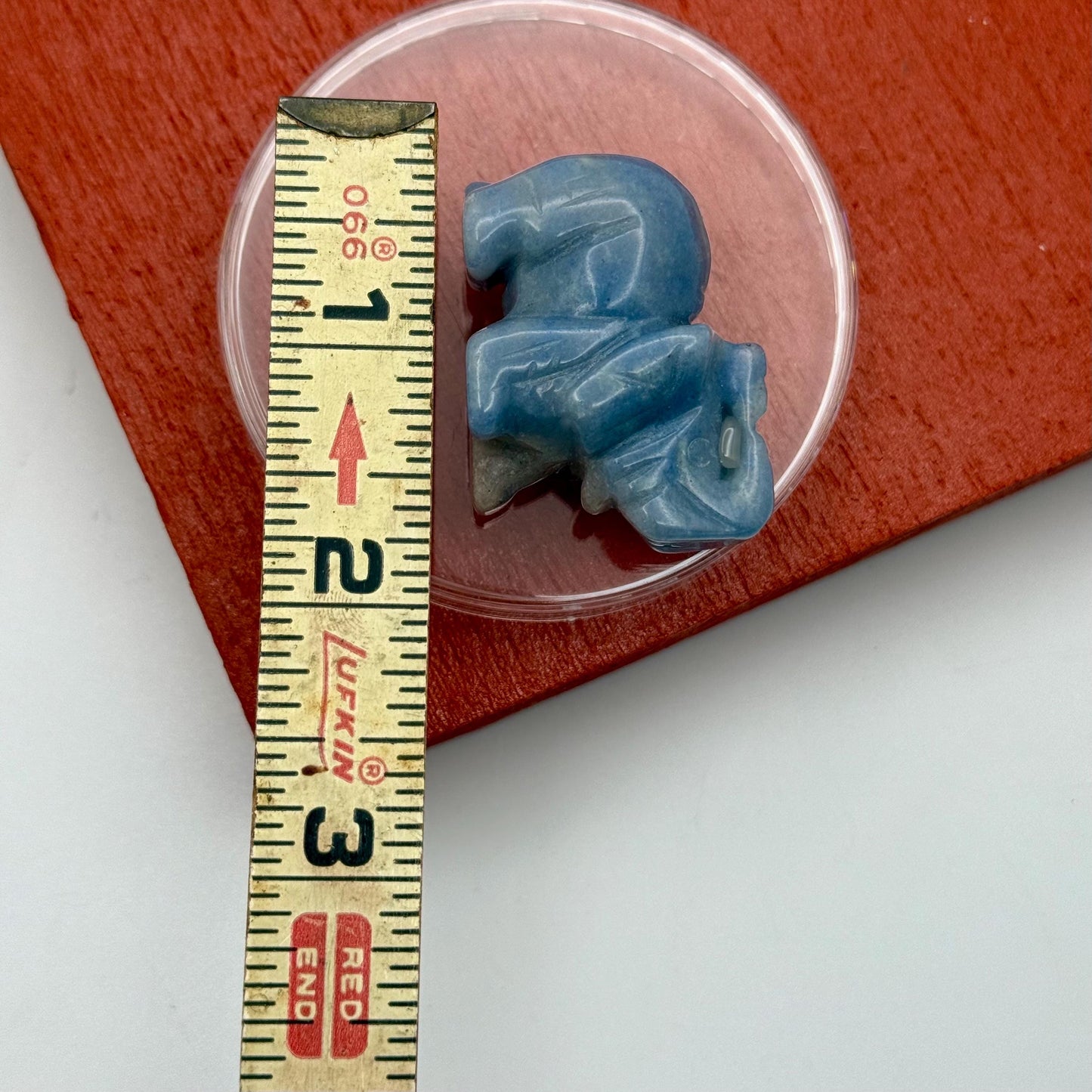 A Mini Miniature Elephant Hand Carved Blue Calcite Natural Crystal Lucky Charm