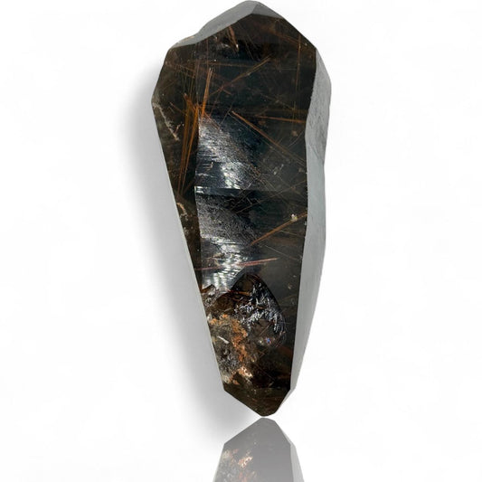 All Natural Huge Golden Rutilated Smoky Quartz Crystal with Pyrite Cubes inside
