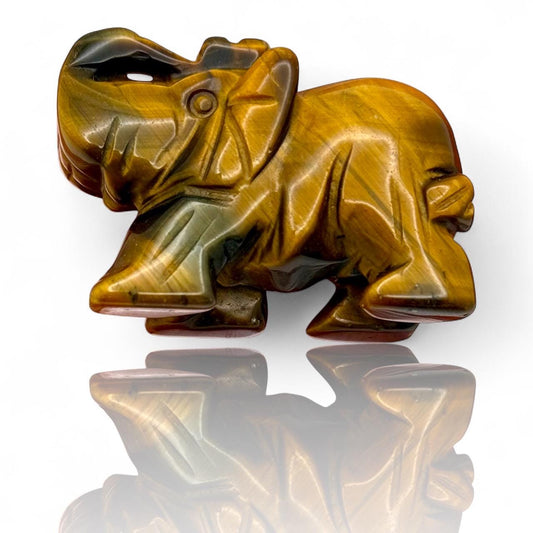 A Mini Miniature Elephant Hand Carved Tigers Eye Natural Crystal Lucky Charm