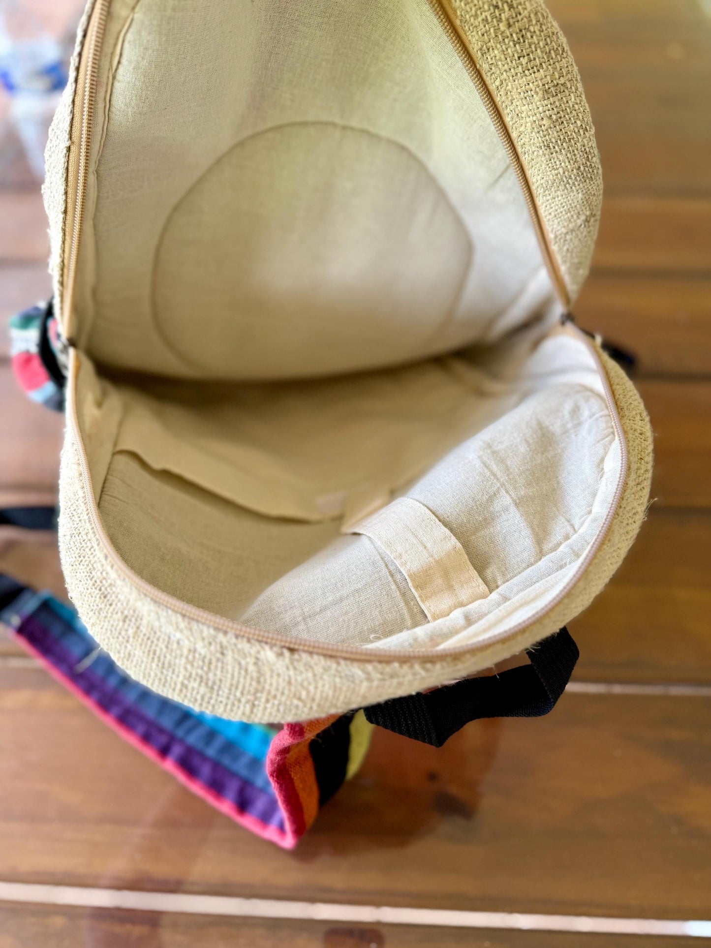 A Himalayan Hemp Organic Natural Large Retro Boho Hippie Colorful Art Bag Backpack