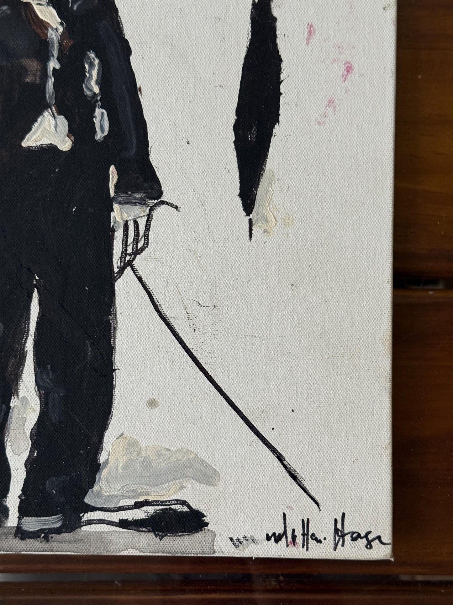A Painted Canvas Artist Signed Original Artwork Art of Charlie Chaplin Debout #2