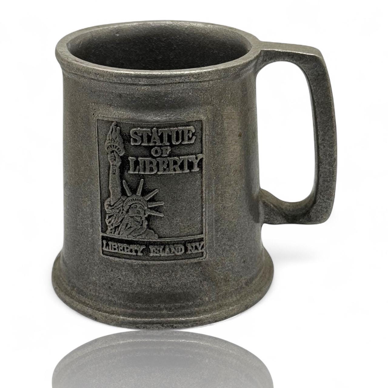 A Vintage Pewter Cup Statue of Liberty Souvenir Tumbler  Drink Mug Made In USA Art