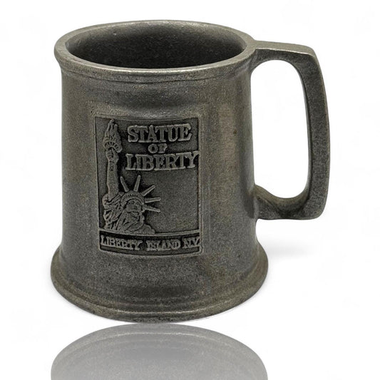 A Vintage Pewter Cup Statue of Liberty Souvenir Tumbler  Drink Mug Made In USA Art