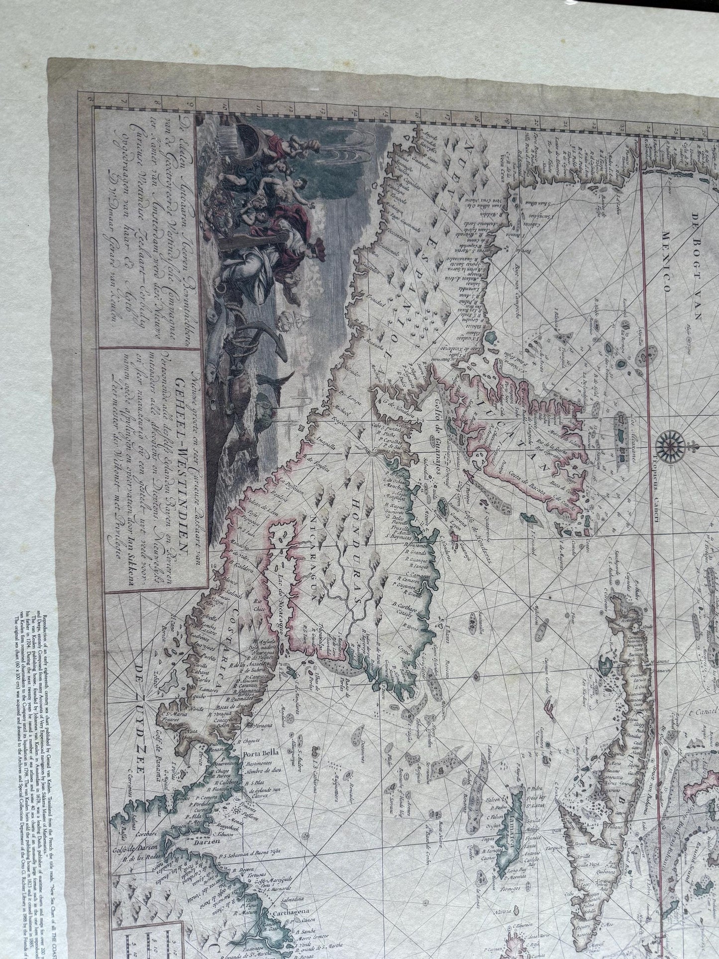 A Rare 18th Century Sea Chart of West Indies Gerard Van Keulen Limited Edition