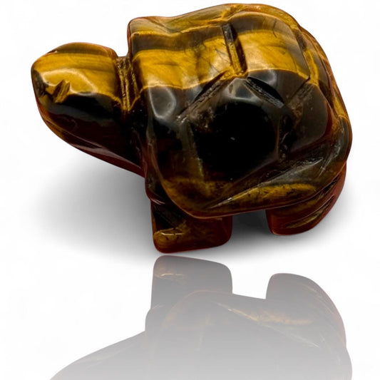 An Adorable Mini Miniature Turtle Carved Natural Tiger Eye Crystal Lucky Charm
