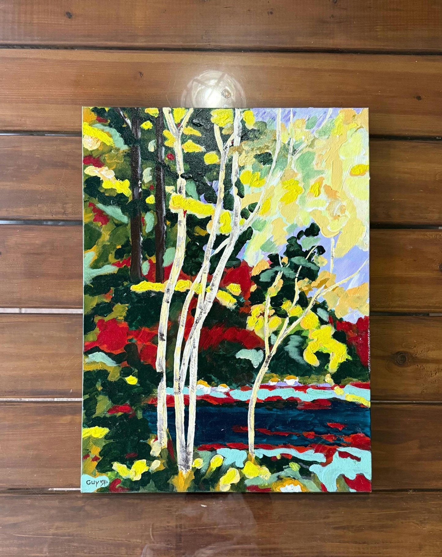 Birch Forest Expressionistic Abstract Painting Original Canvas Artwork Signed