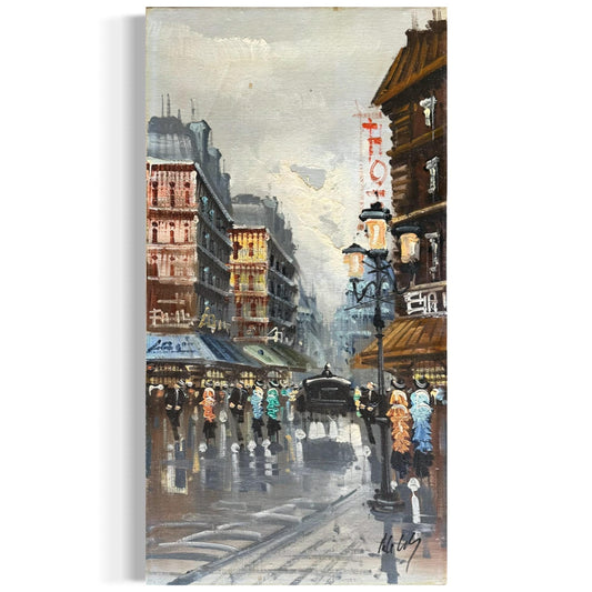 Signed Antonio DeVity Original Oil On Canva Paris City Street Scene Parisian Art