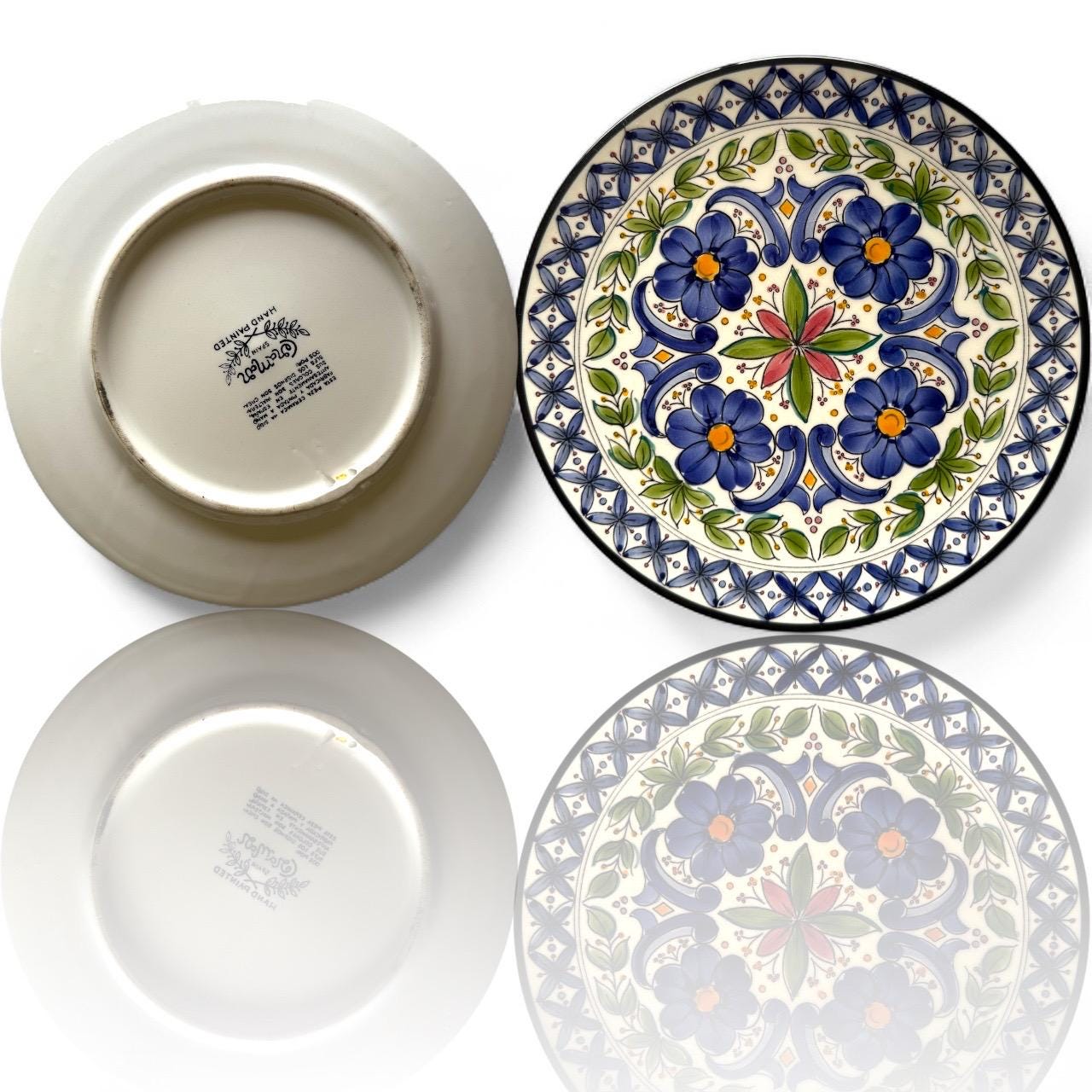 A Hand-Painted Ceramic Collector Wall Plate from Spain Flower Pedals Art Vintage