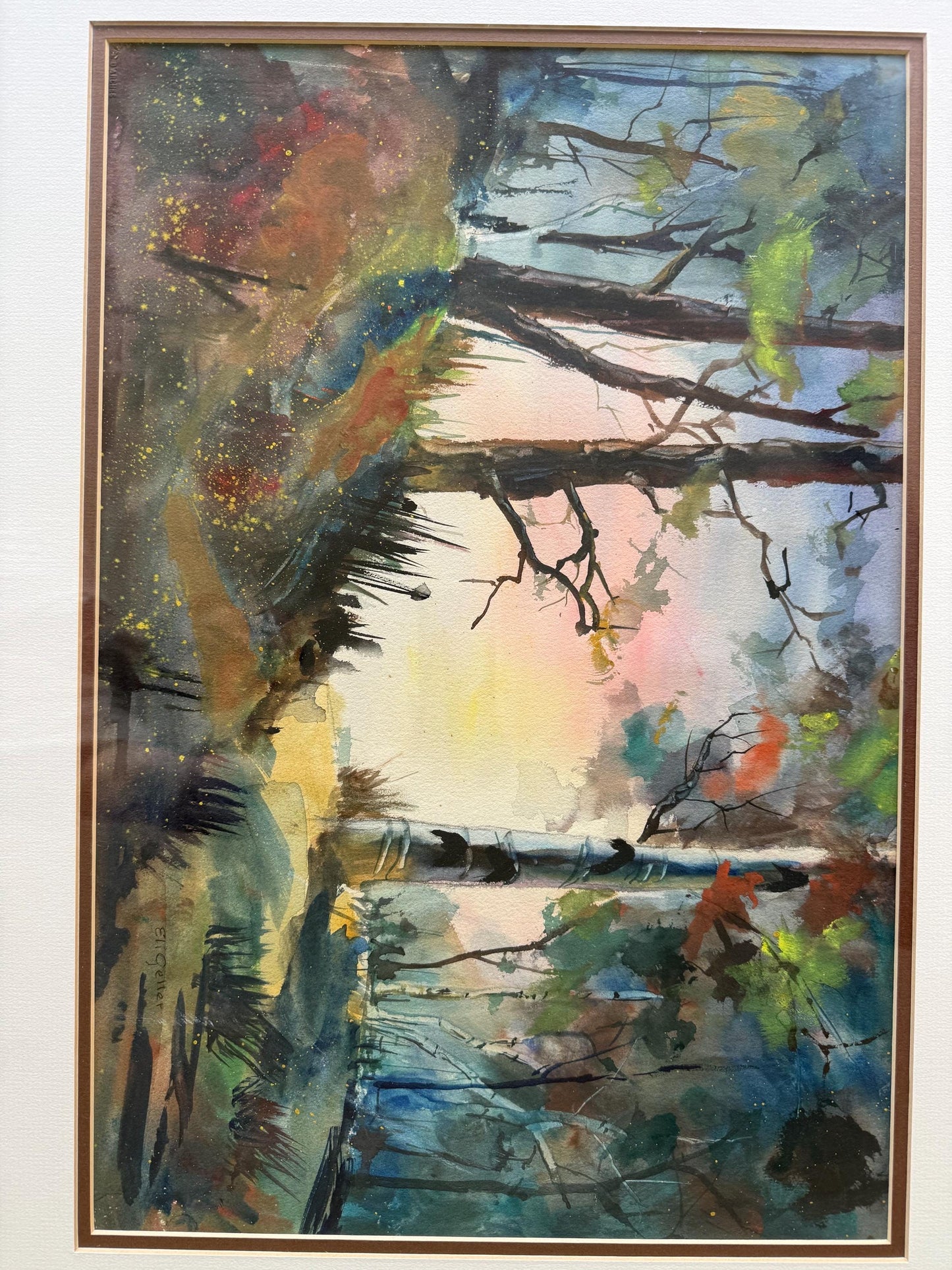 An Original Watercolor Painting Signed Eli Geller Art Colorful Forest Fantasy