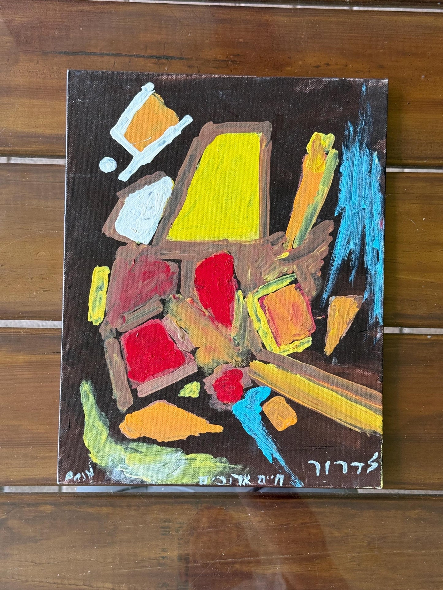 A painted Canvas original artist artwork colors shapes dynamic interplay Signed