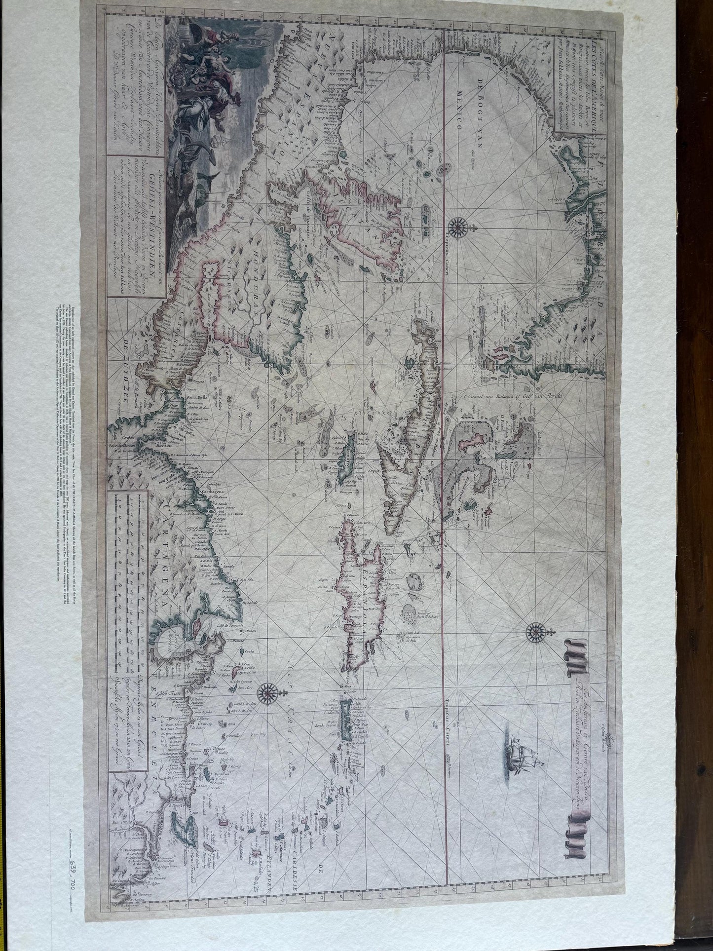 A Rare 18th Century Sea Chart of West Indies Gerard Van Keulen Limited Edition