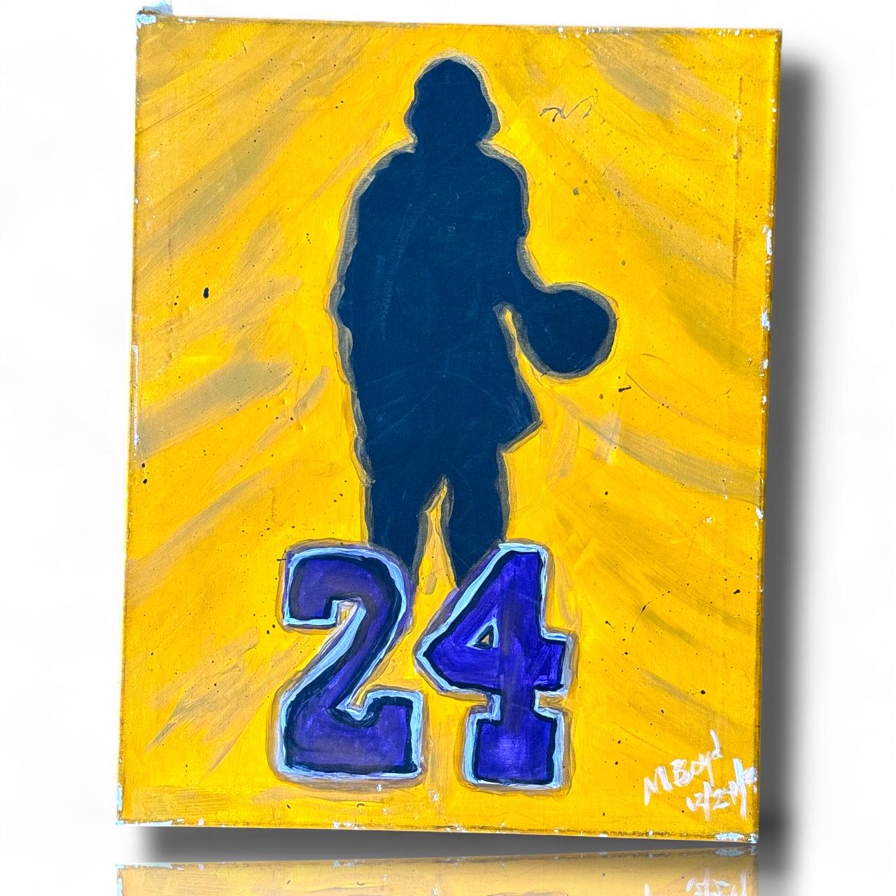 Original Kobe Bryant LA Lakers 24 Acrylic Painting on Canvas Art Signed Tribute