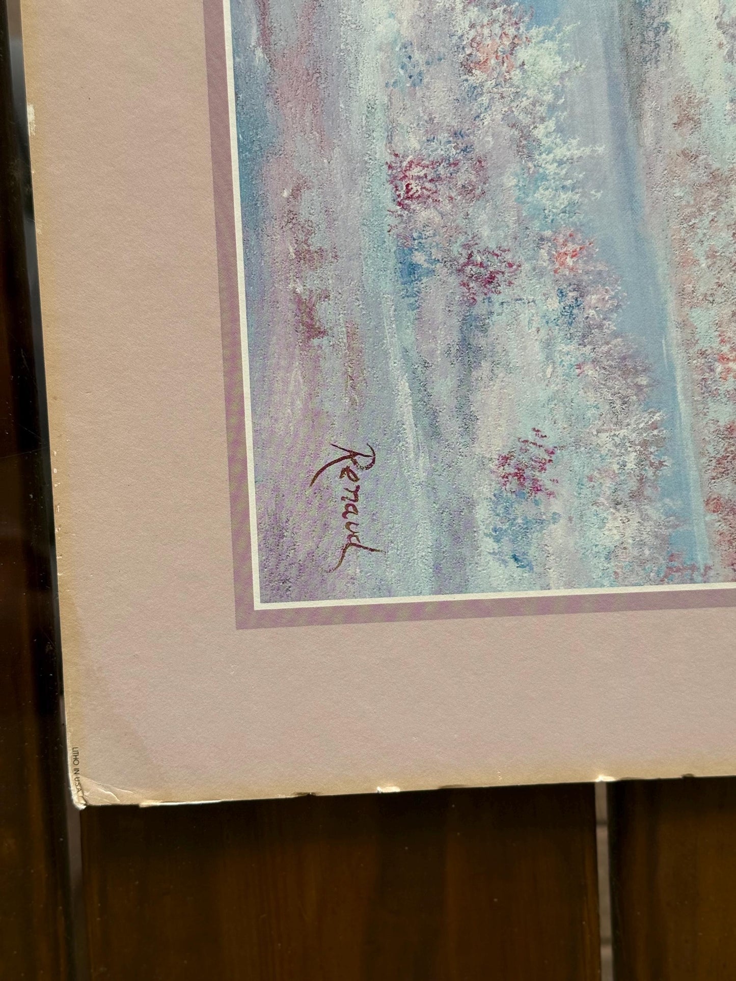 Vintage Matted Floral Print, Renaud Signed French Landscape Art