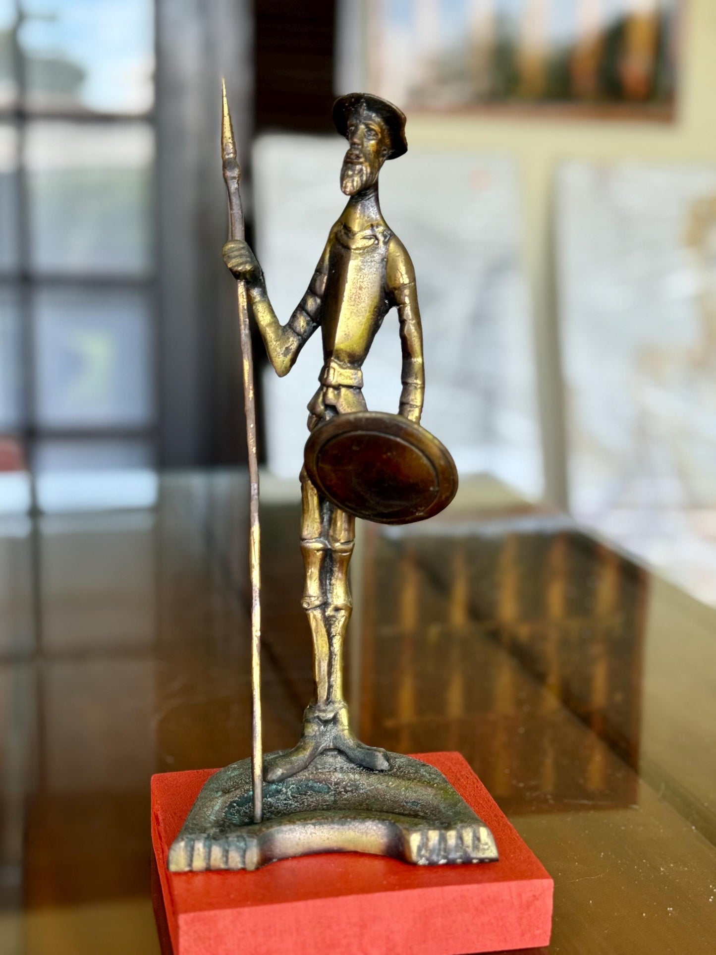 Antique Don Quixote Bronze Figurine from Chile Rare Handmade Art Sculpture Decor