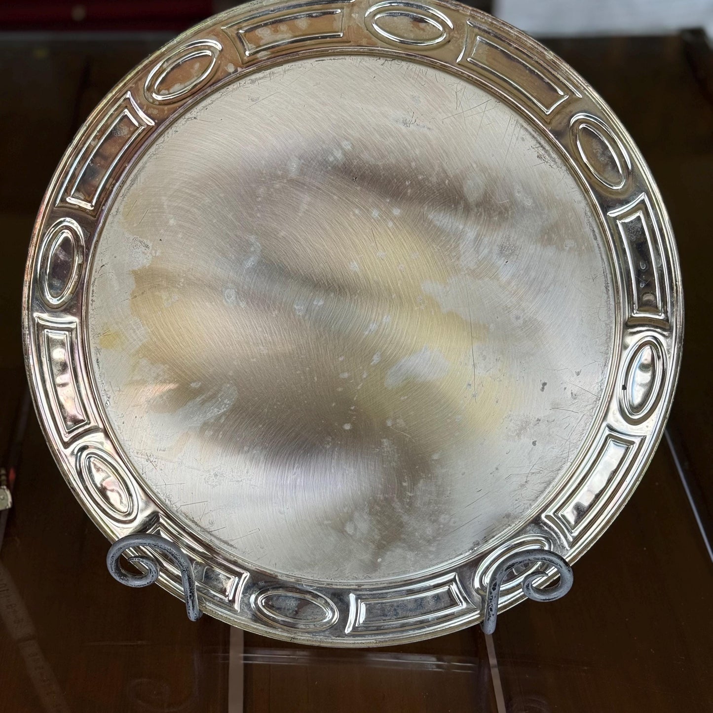 A Vintage Stirling Silver Passover Pesach Platter Tray Round