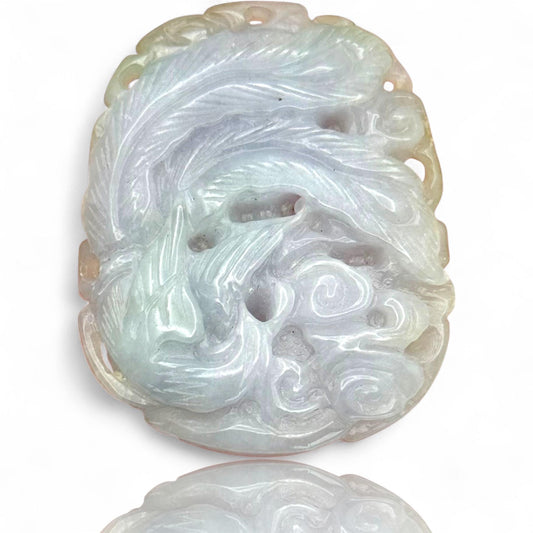 A Fine Jade Translucent Icy White Lavender Green Jadeite Amulet Pendant Round