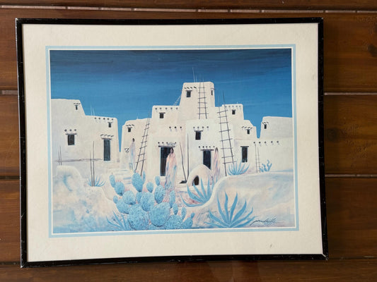 A Vintage Print Western Indian Pueblo Trading Post Jim Prindiville Art Poster