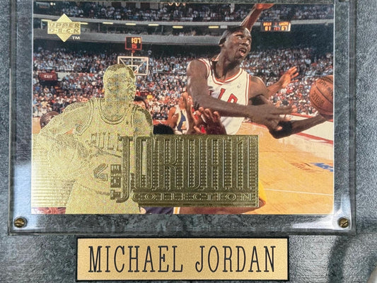 A 1995-96 Upper Deck Michael Jordan Jumbo Collection Card framed Plaque Vintage