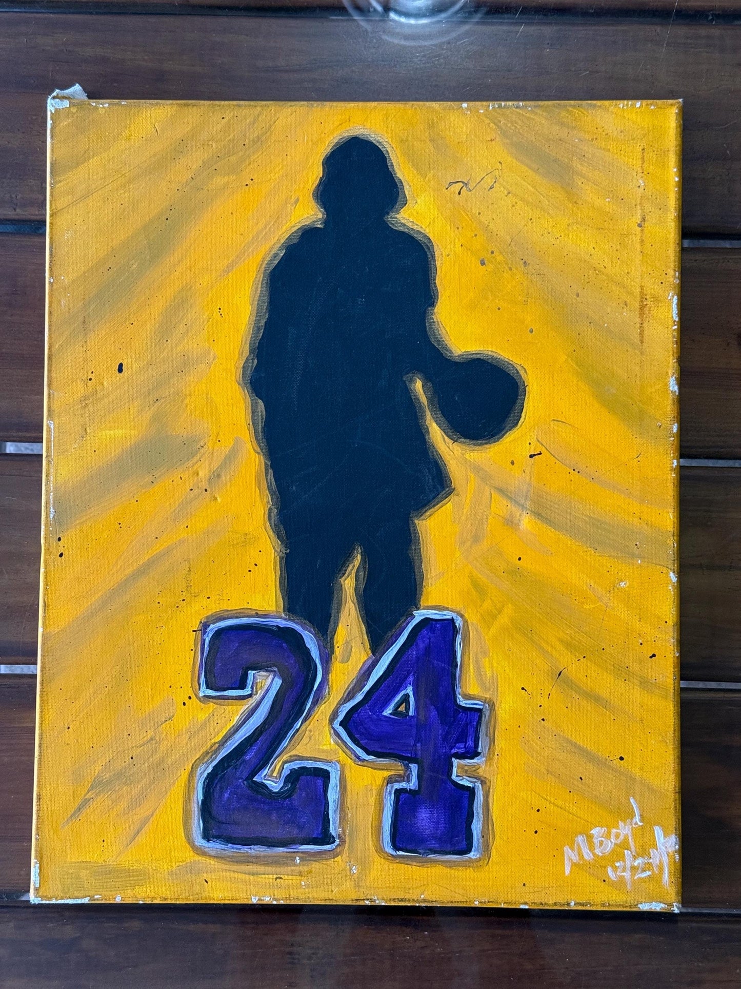 Original Kobe Bryant LA Lakers 24 Acrylic Painting on Canvas Art Signed Tribute
