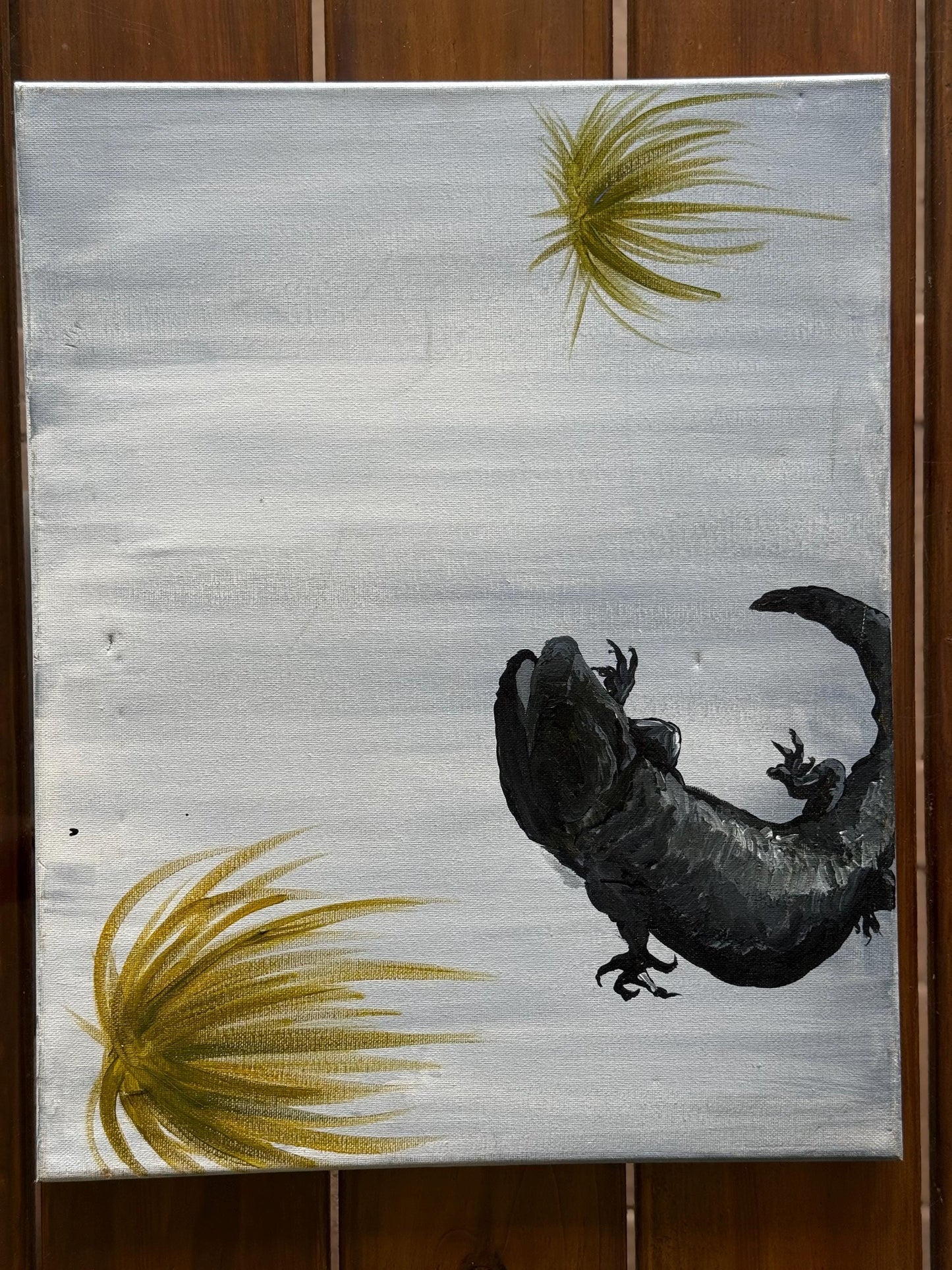 A painted canvas original artist artwork One Of A Kind Salamander minimalist art