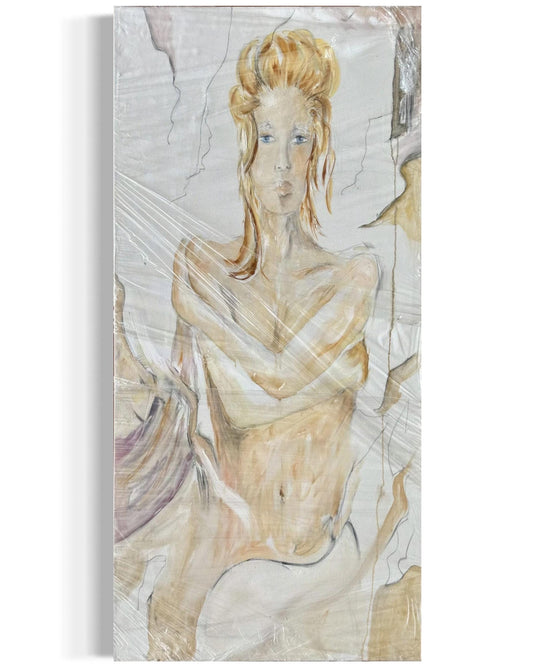 A Large Drawing Artist Artwork Original Signed Kim Skills Dated 2000 Woman Art