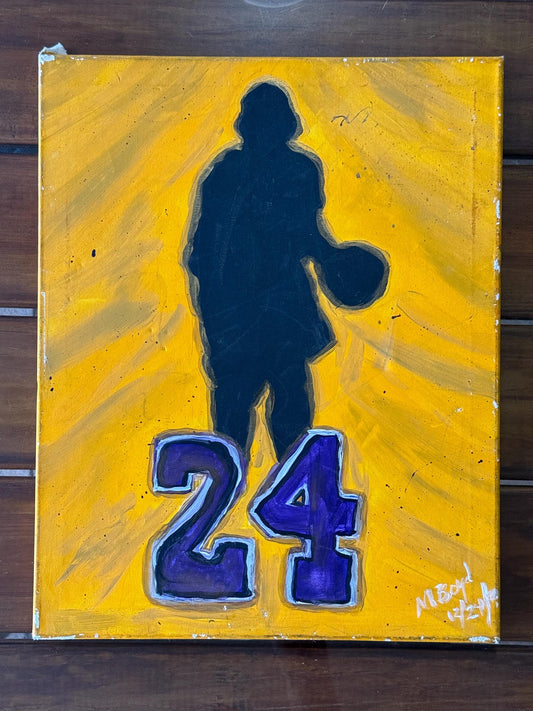 Original Kobe Bryant LA Lakers 24 Acrylic Painting on Canvas Art Signed Tribute