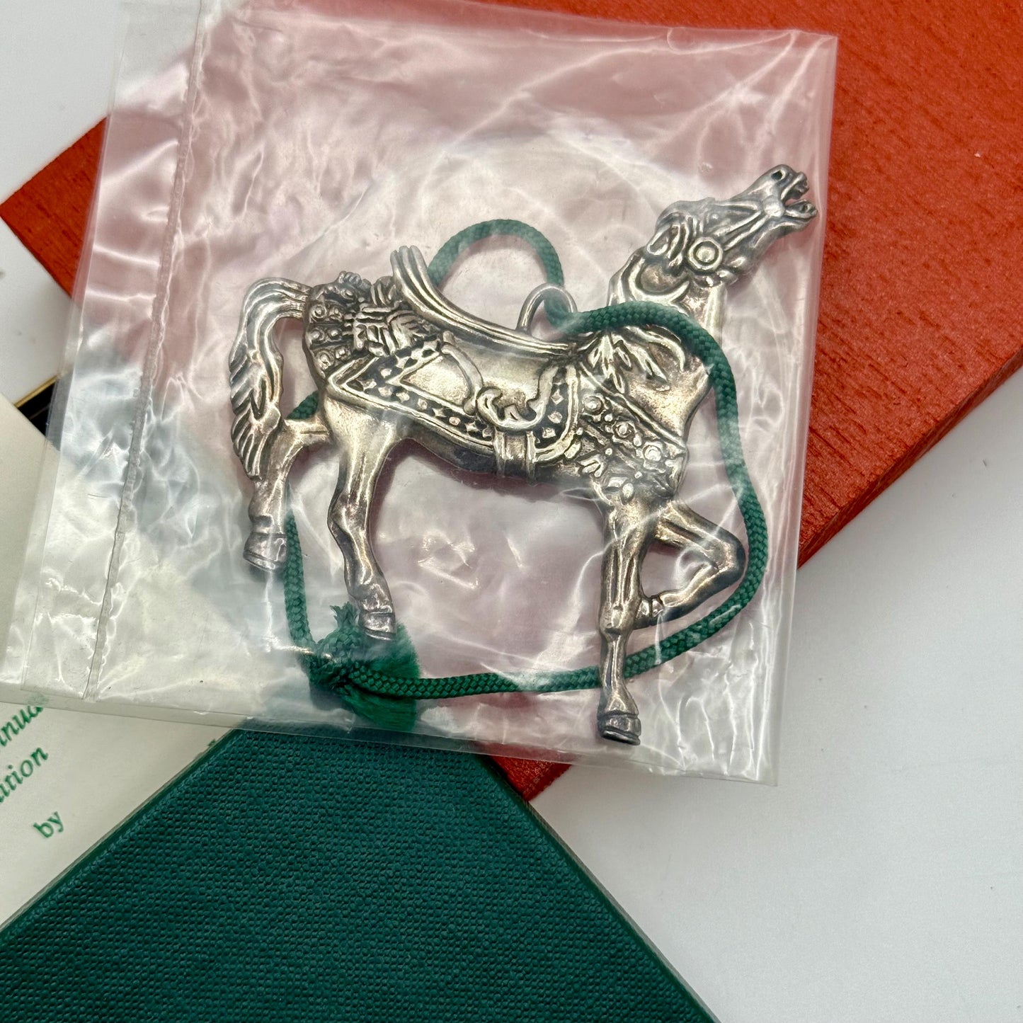 A Reed & Barton 1990 Carousel Horse Ornament 3rd Annual Edition Silver Vintage Art