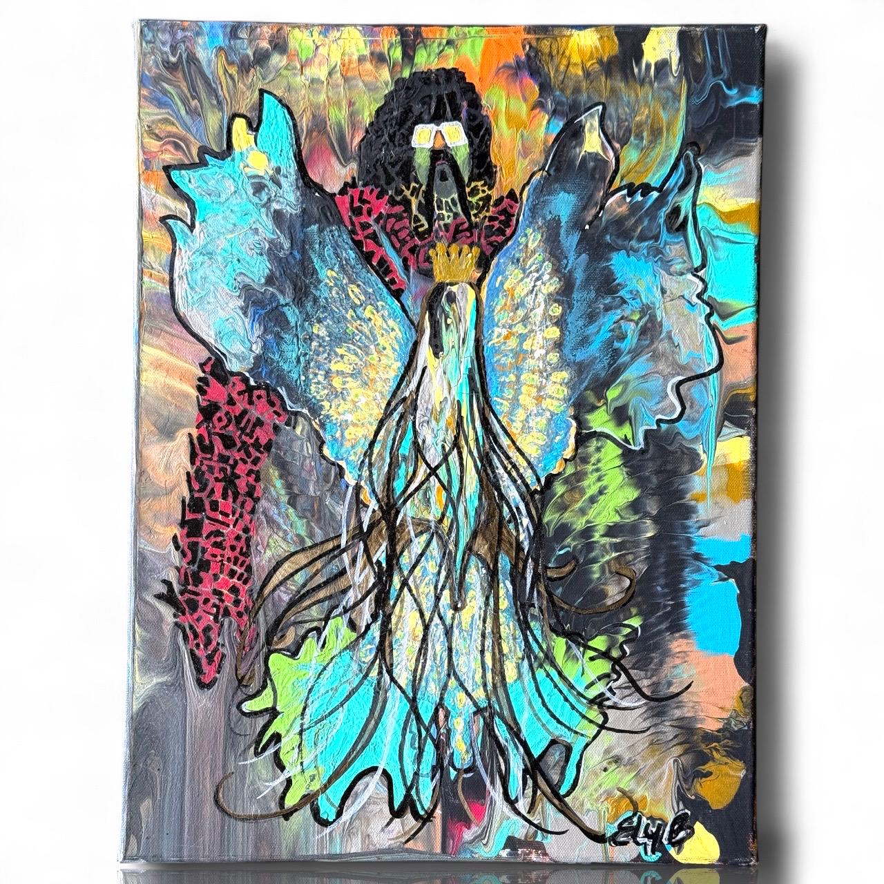 a signed ELI B original painted canvas artwork abstract art vibrant color sureal