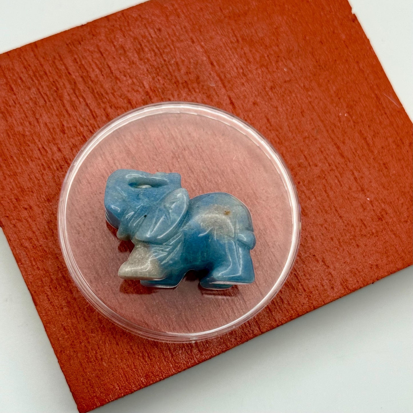 A Mini Miniature Elephant Hand Carved Blue Calcite Natural Crystal Lucky Charm