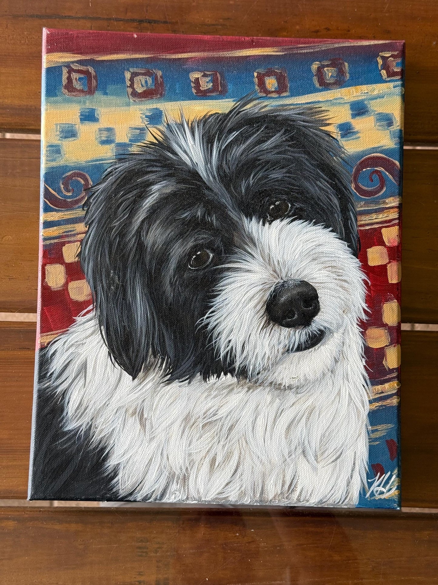 A Painted Canvas Original Artist Artwork Art Dog Portrait Tibetan Terrier