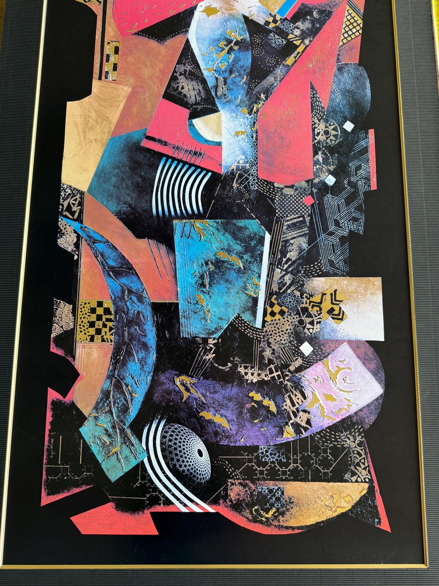Large Abstract Modern Gold Foil Lithograph Momentary Lapse of Time John Douglas
