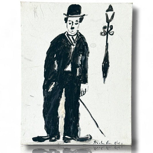 A Painted Canvas Artist Signed Original Artwork Art of Charlie Chaplin Debout #3