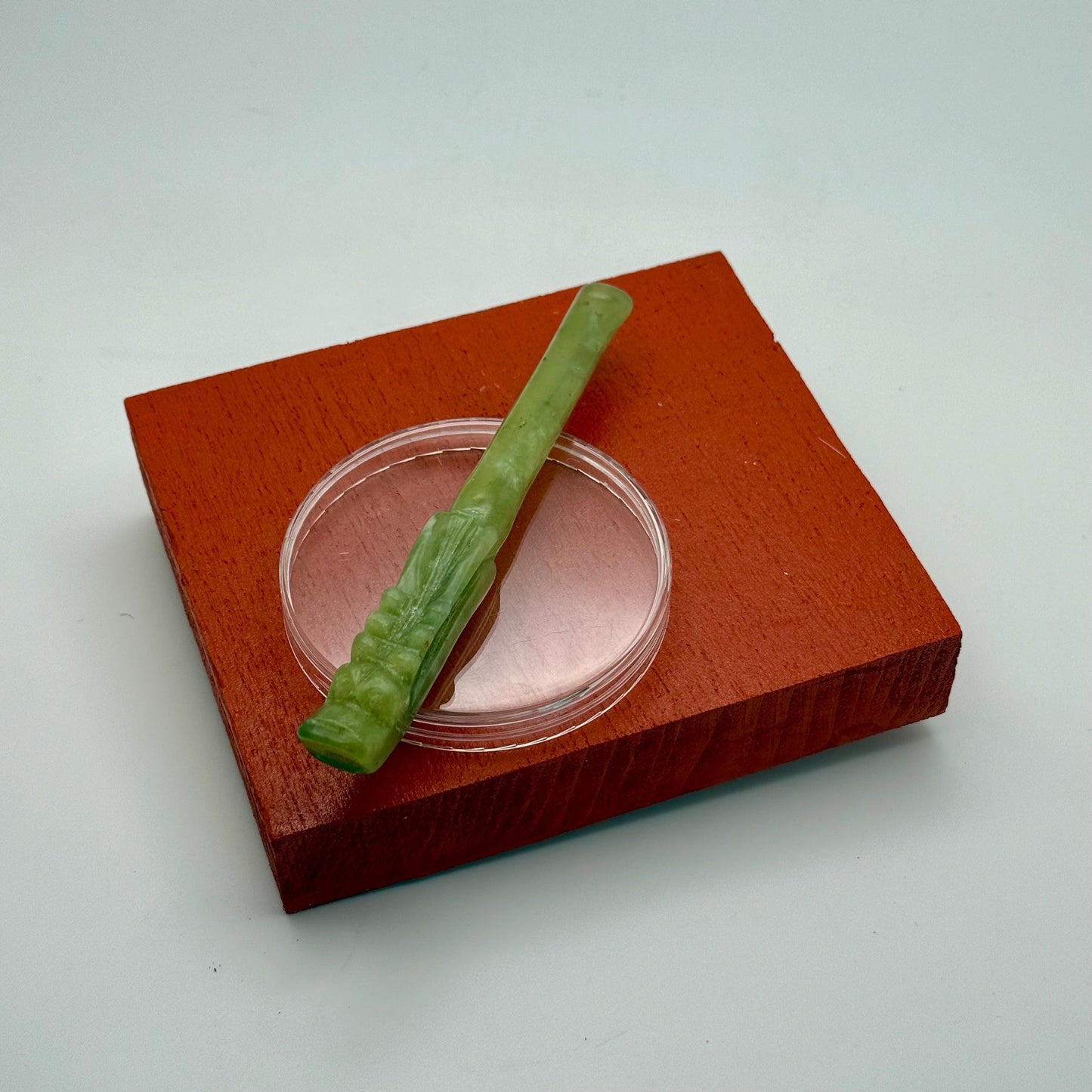 Antique Asian Old Natural Jade Cigarette Holder Hand Carved Dragon Shaped End