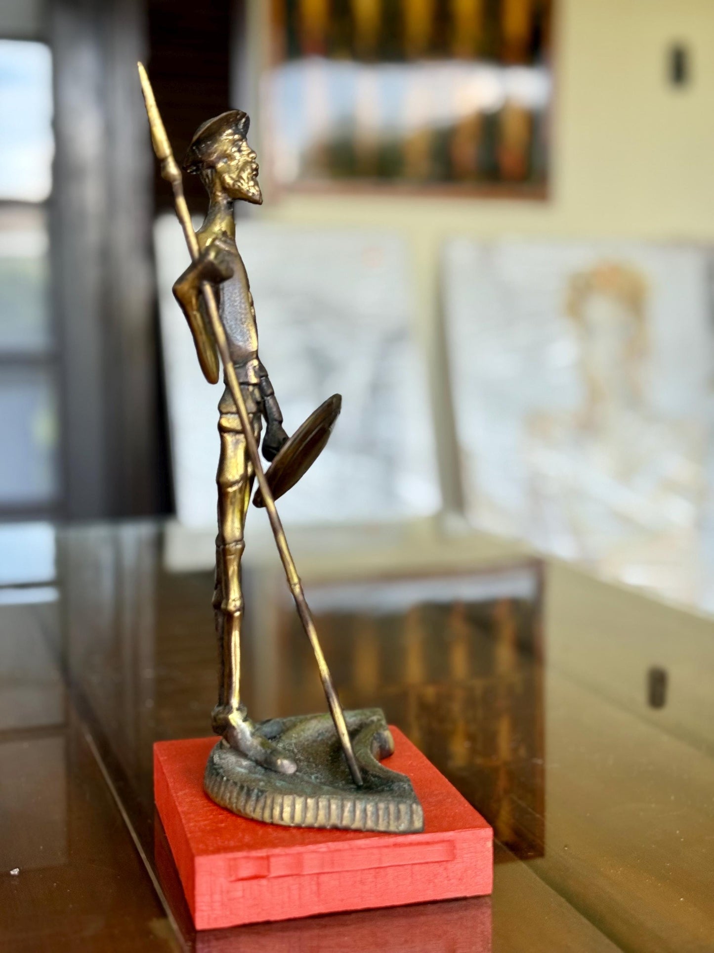 Antique Don Quixote Bronze Figurine from Chile Rare Handmade Art Sculpture Decor