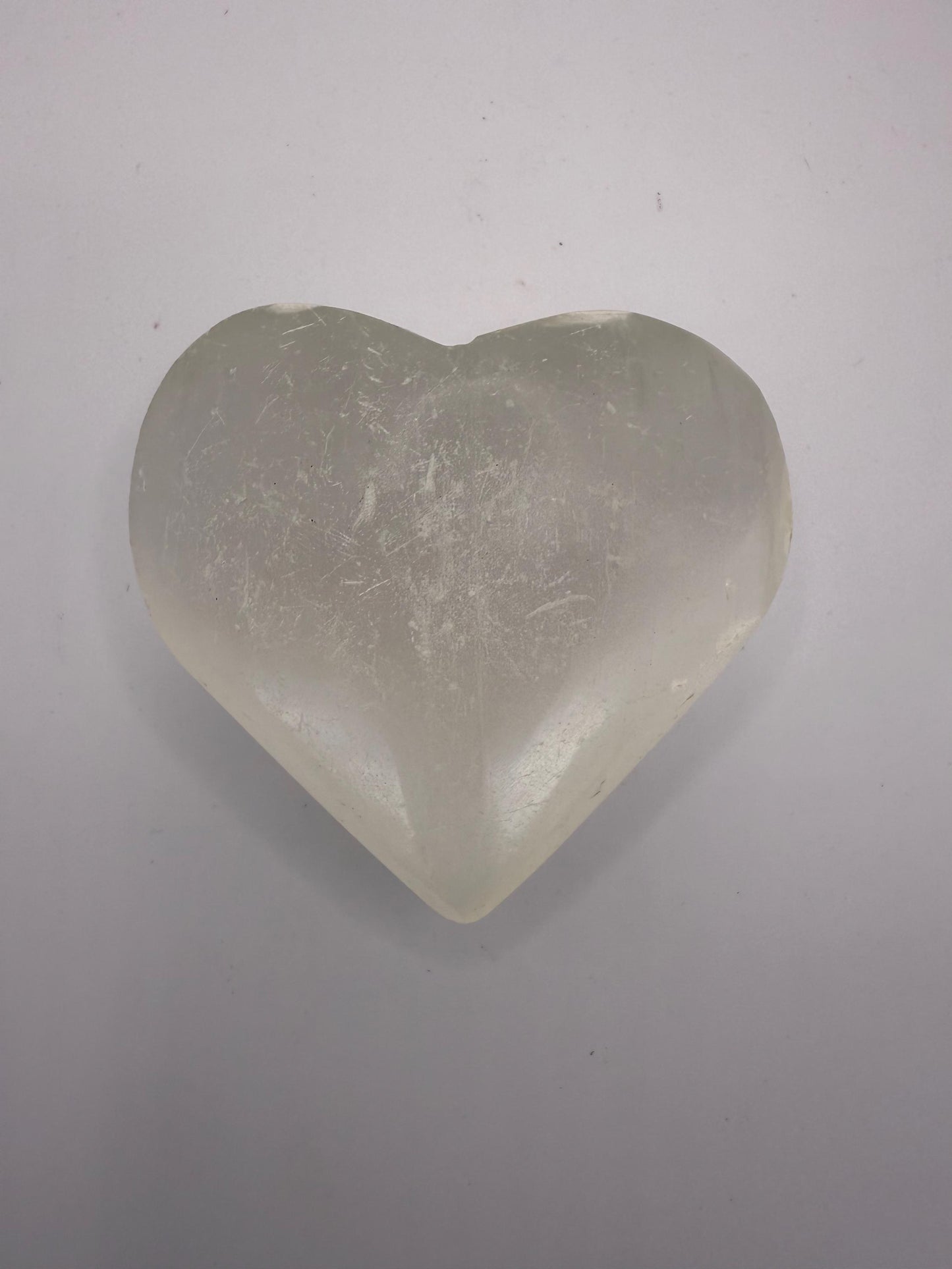 A heart shaped selenite crystal