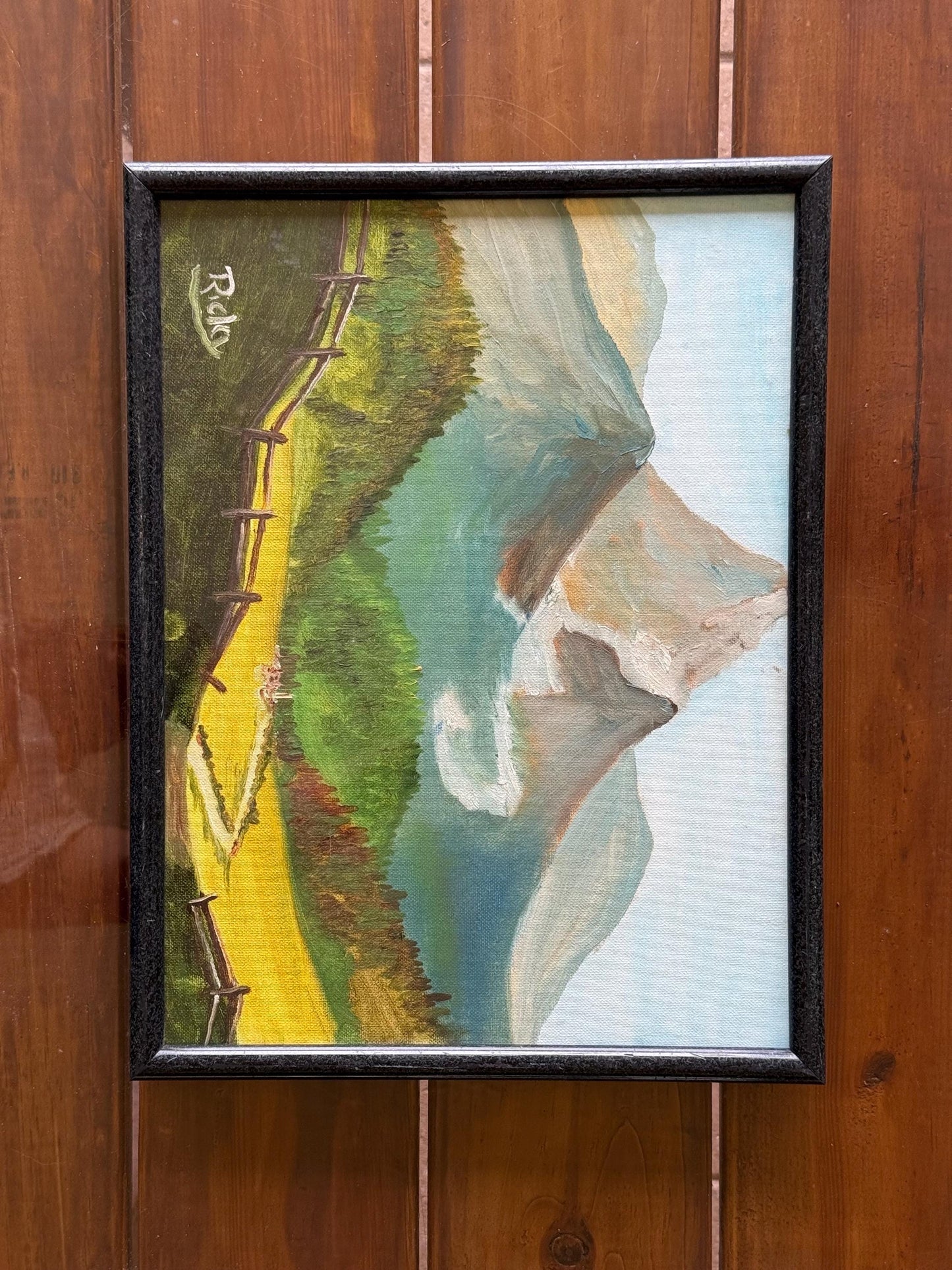 A signed original painted canvas Artist Artwork Mountains Landscape Scenery Art