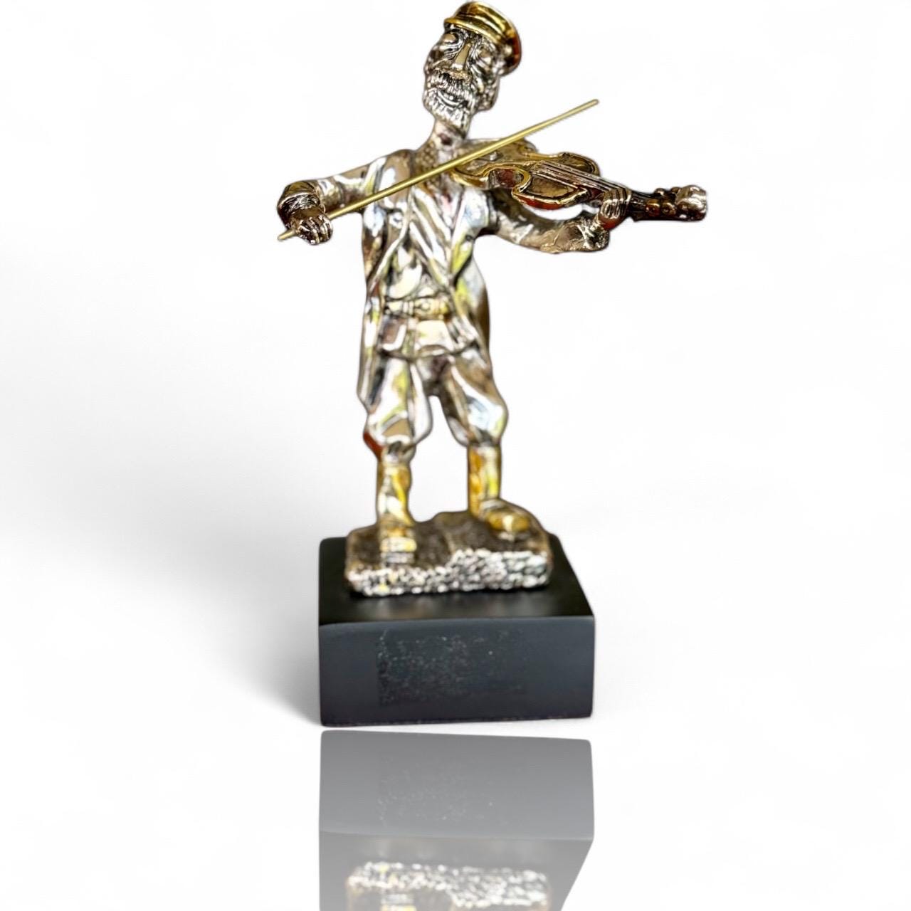 Fiddler on The Roof Violinist Vintage Judaica Figurine 1955 H Karshi Silver Gold