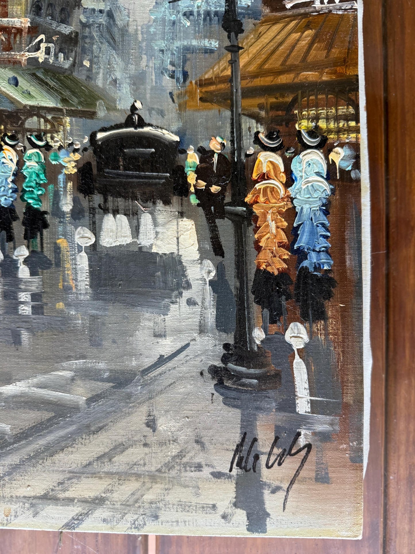 Signed Antonio DeVity Original Oil On Canva Paris City Street Scene Parisian Art