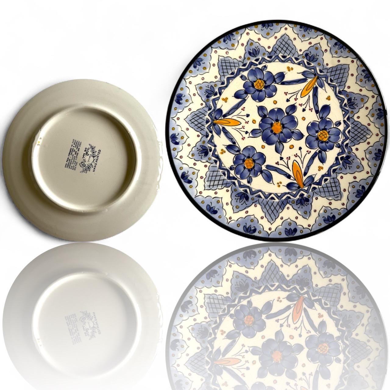A Hand-Painted Ceramic Collector Wall Plate from Spain Flower Pedals Art Vintage