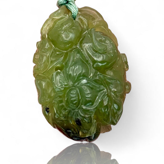 A Natural Fine Grade Green Jade Hand Carved Antique Asian Amulet Pendant Piece