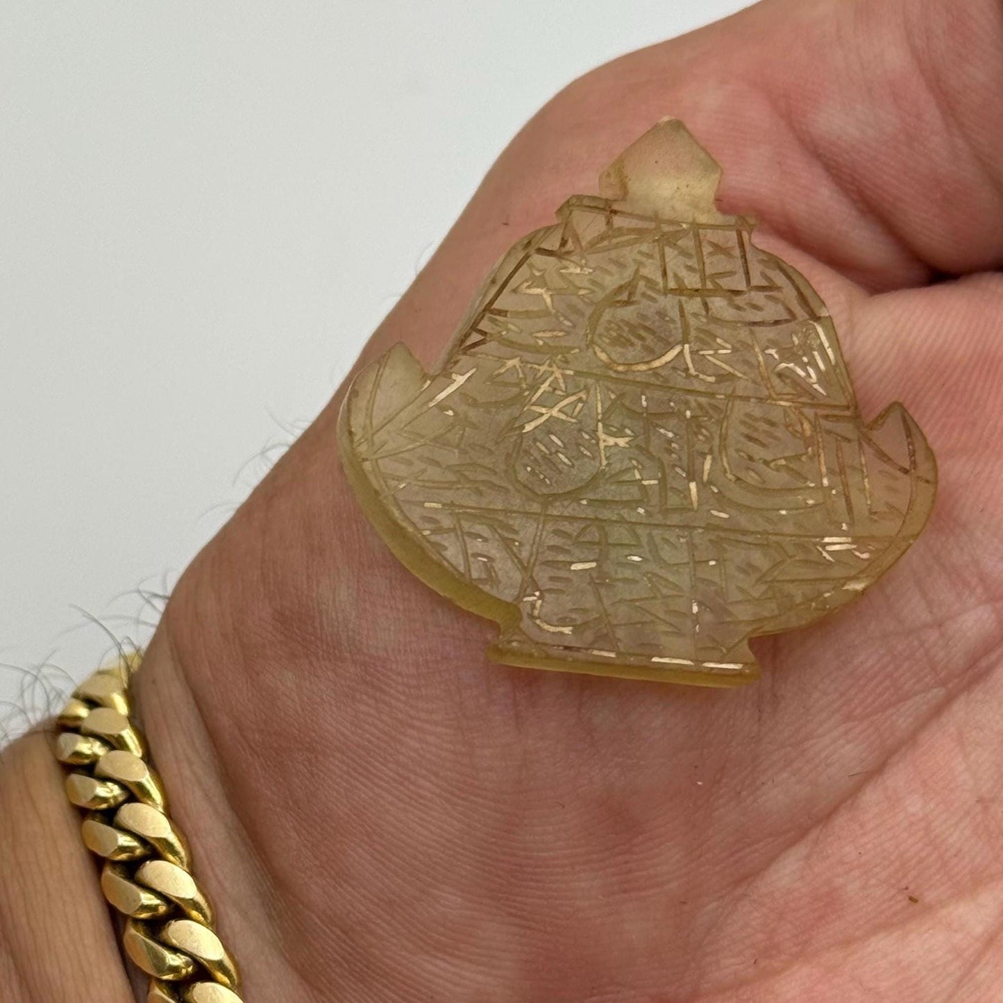 An Extremely Rare Ancient Talismanic Islamic Mughal Persian Jade Tribal Amulet Old Pendant