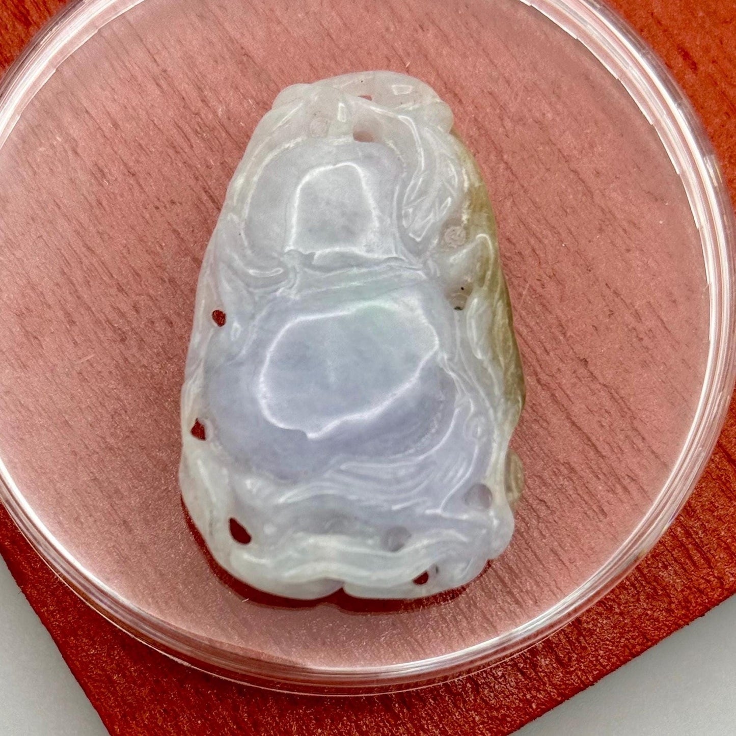 An Icy Clear White Lavender Green Jade Jadeite Fine Old Piece Pendant Amulet