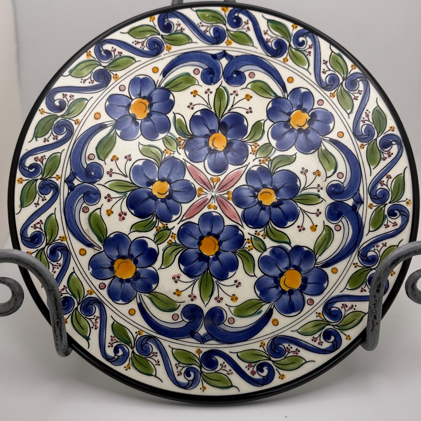 A Hand-Painted Ceramic Collector Wall Plate from Spain Flower Pedals Art Vintage