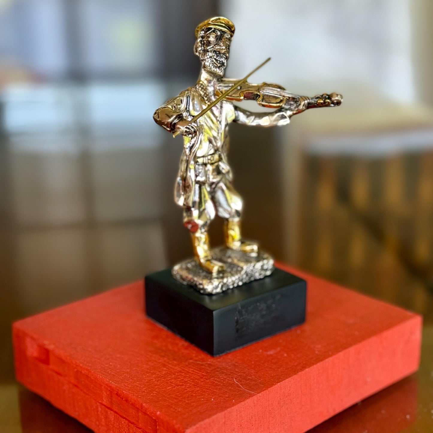 Fiddler on The Roof Violinist Vintage Judaica Figurine 1955 H Karshi Silver Gold