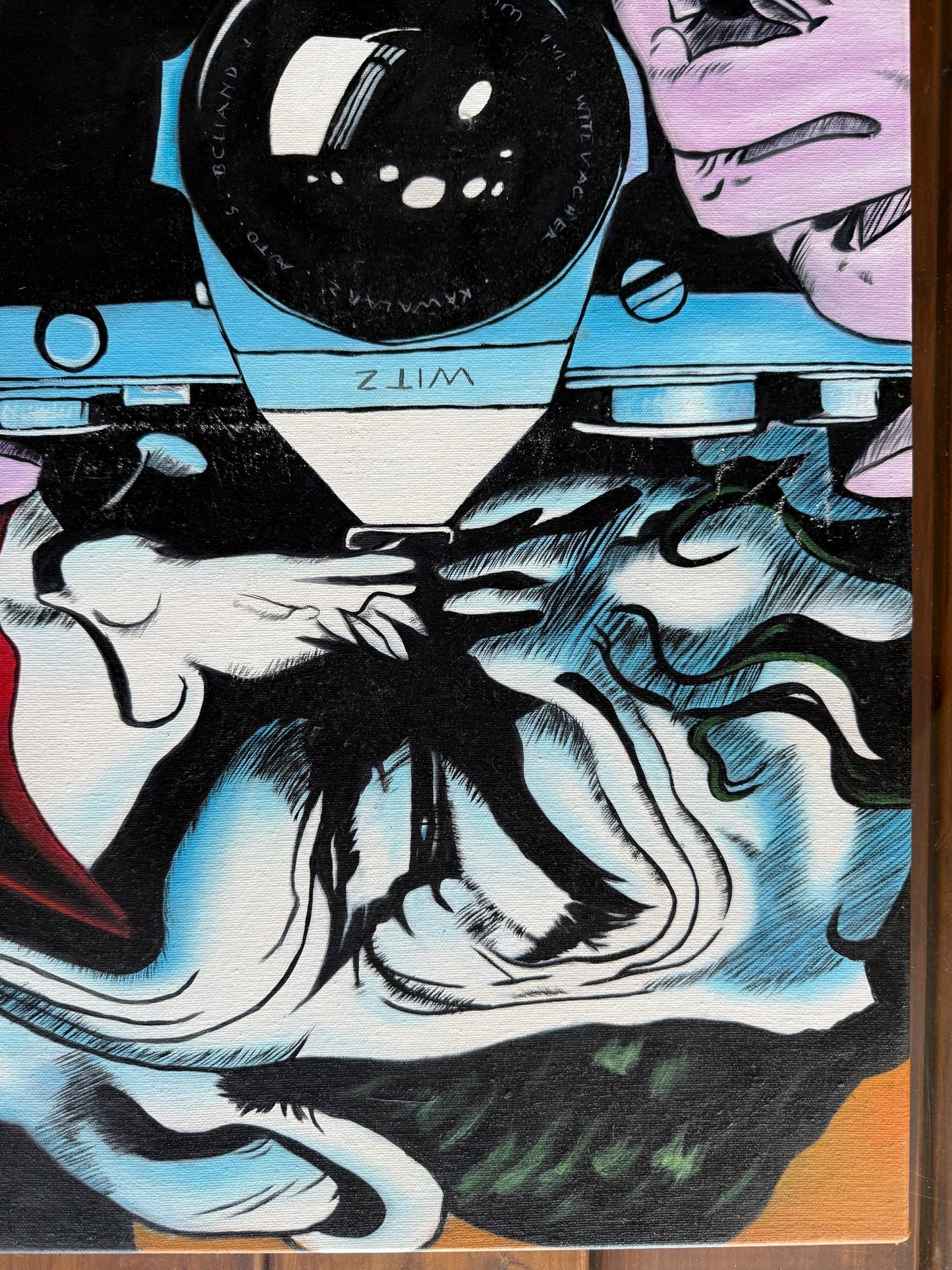 An Original Painted Canvas Art Joker Camera Smile DC Batman : The Killing Joke