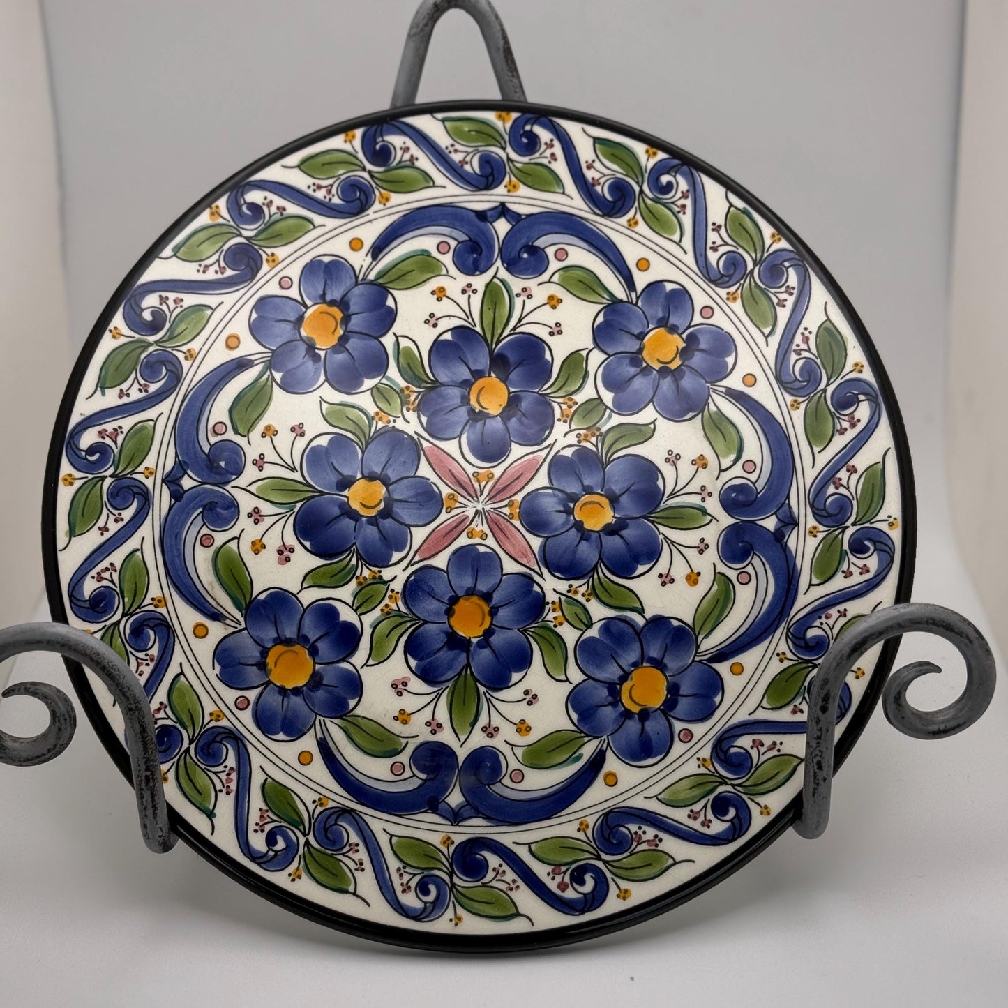 A Hand-Painted Ceramic Collector Wall Plate from Spain Flower Pedals Art Vintage