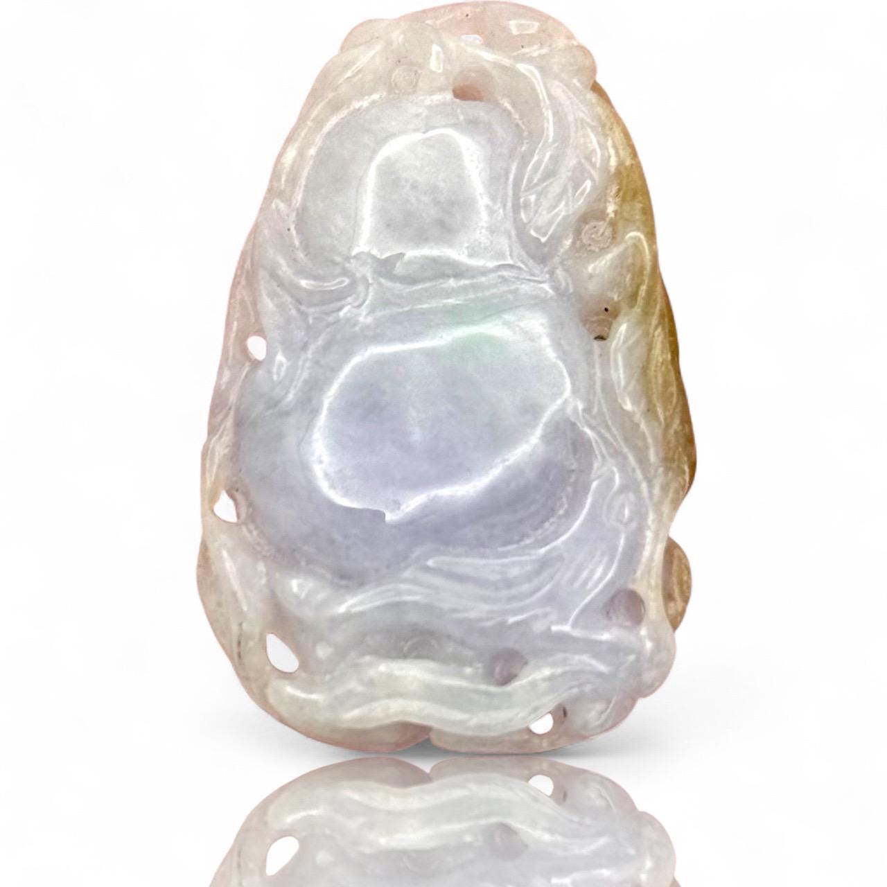 An Icy Clear White Lavender Green Jade Jadeite Fine Old Piece Pendant Amulet