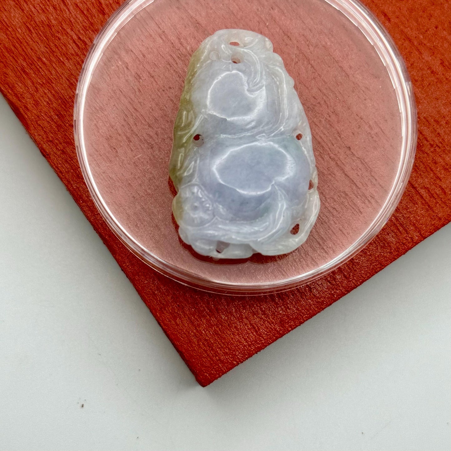 An Icy Clear White Lavender Green Jade Jadeite Fine Old Piece Pendant Amulet