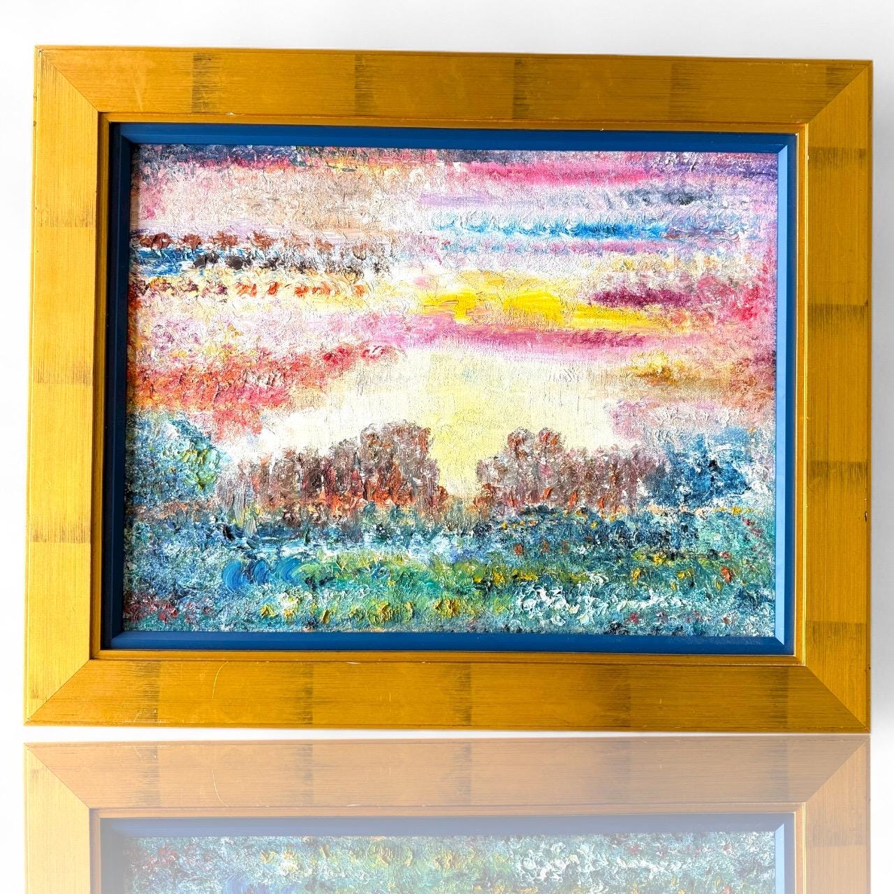 A Framed Painted Canvas Artist Original Artwork Vivid Colorful Abstract Floral